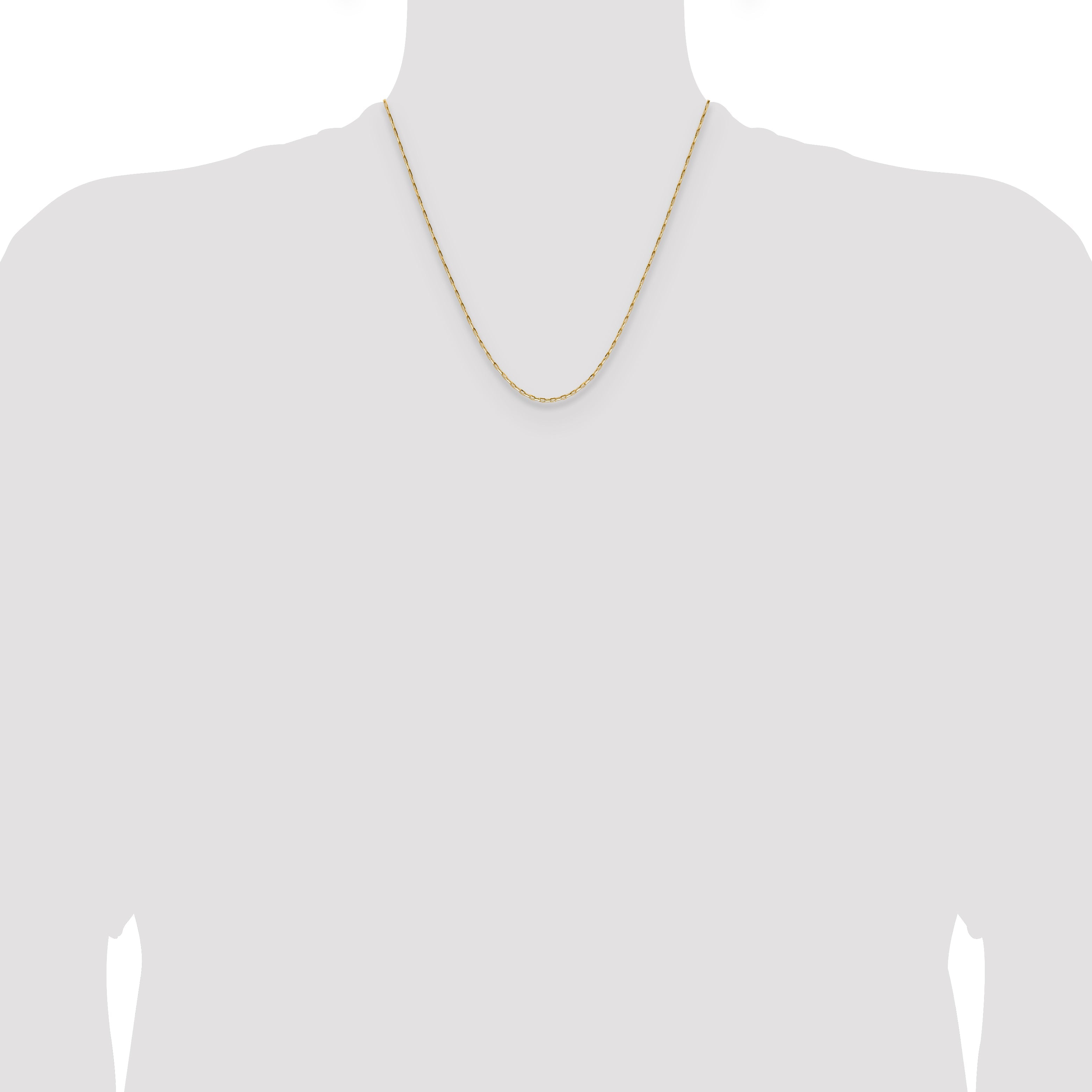 2 Inch 14K Yellow Gold 1.4mm D/C Open Long Link Cable Chain Necklace