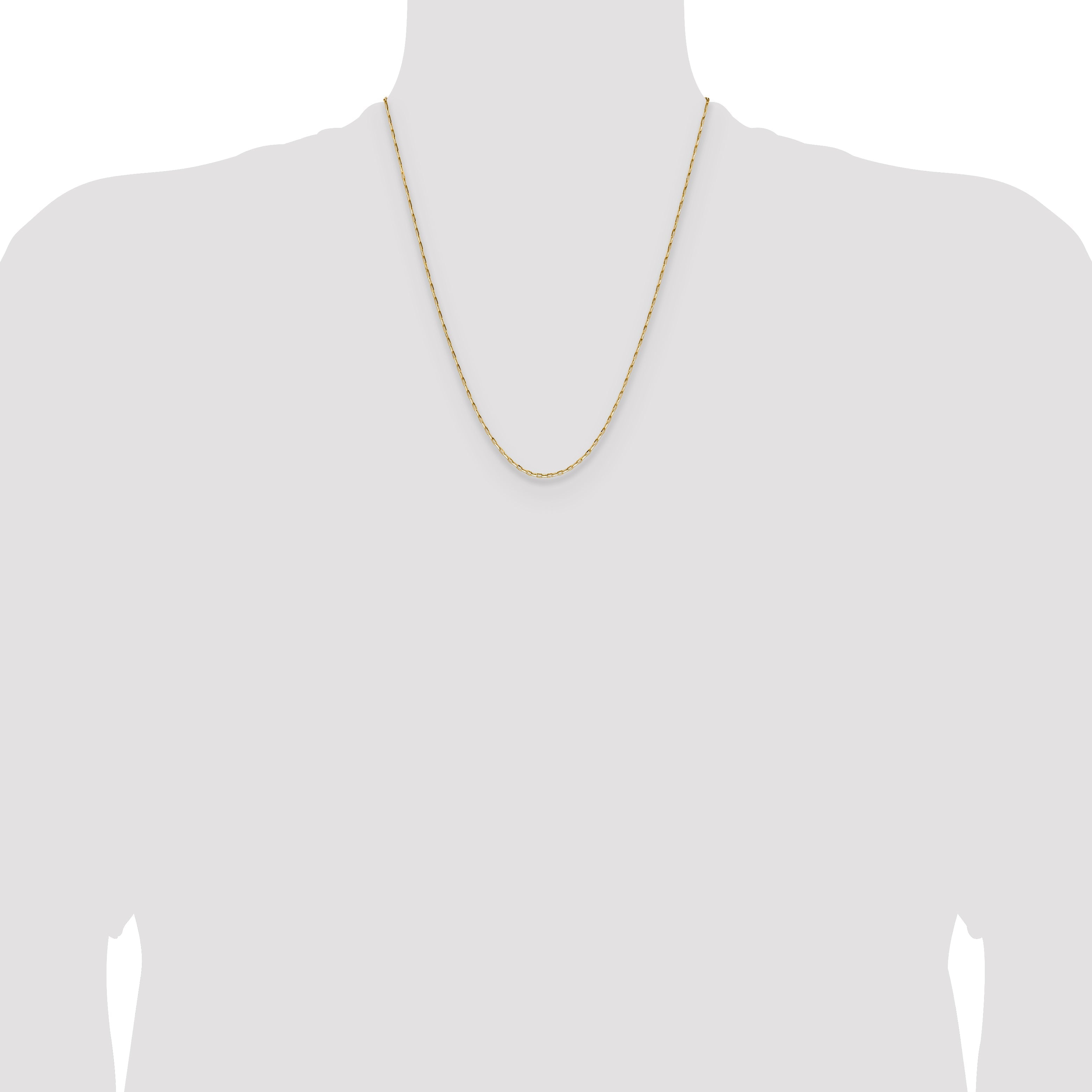 22 Inch 14K Yellow Gold 1.4mm D/C Open Long Link Cable Chain Necklace