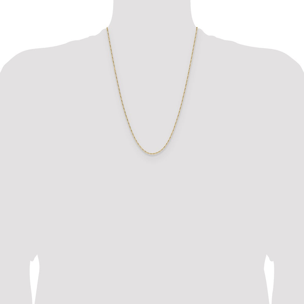 24 Inch 14K Yellow Gold 1.4mm D/C Open Long Link Cable Chain Necklace