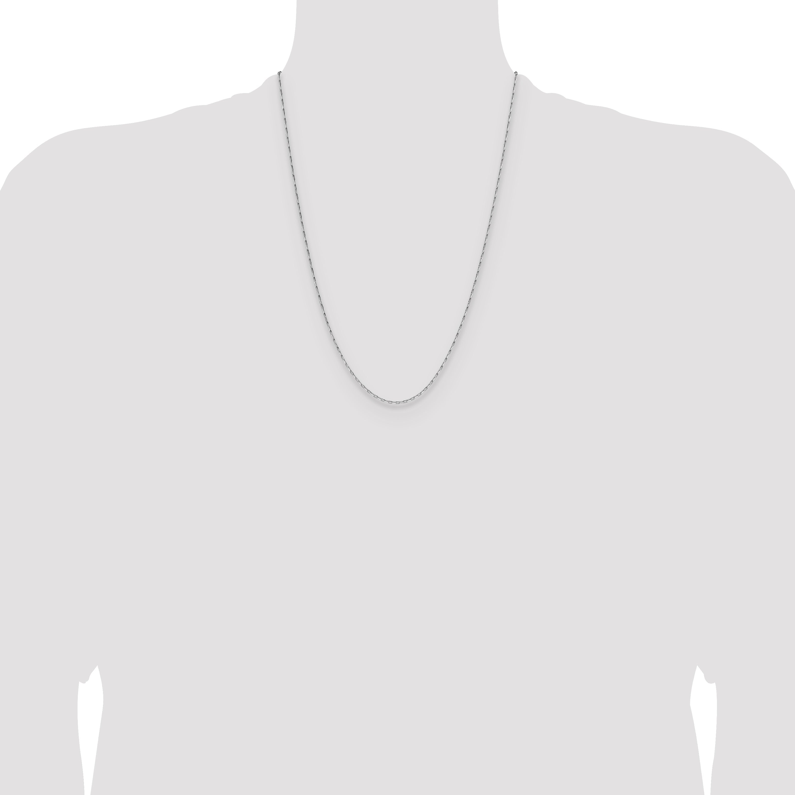 24 Inch 14K White Gold 1.4mm D/C Open Long Link Cable Chain Necklace