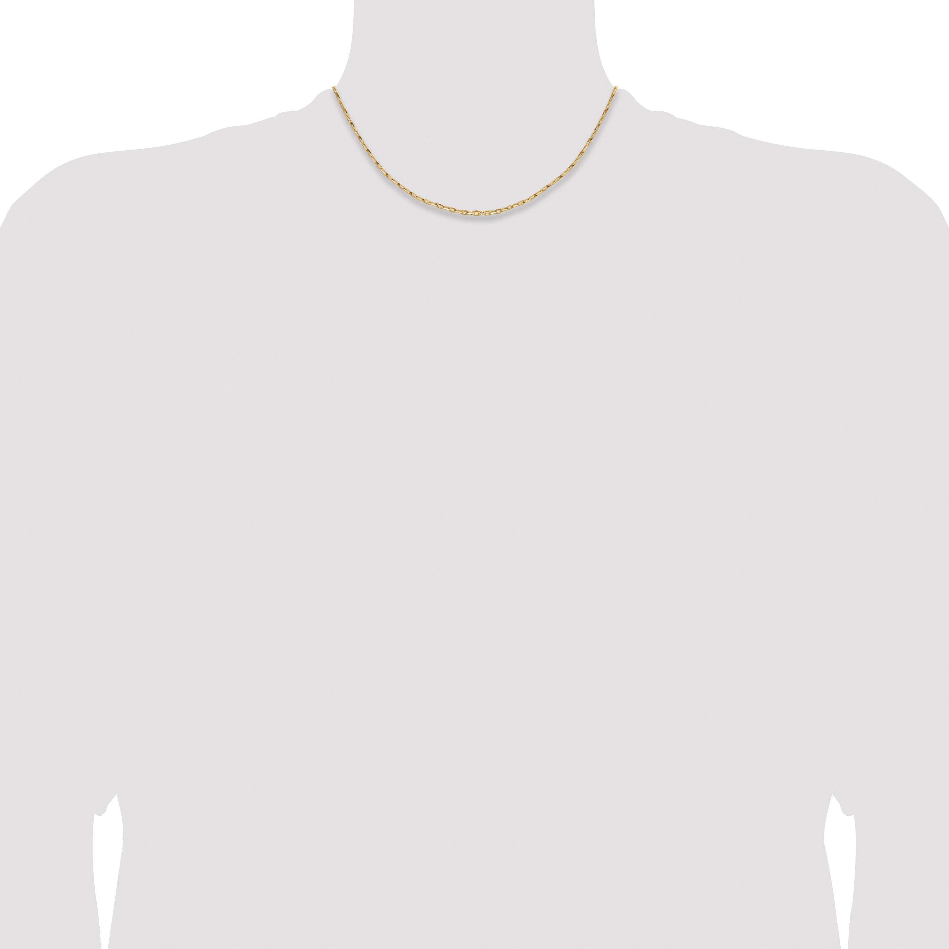 16 Inch 14K Yellow Gold 1.75mm D/C Open Long Link Cable Chain Necklace