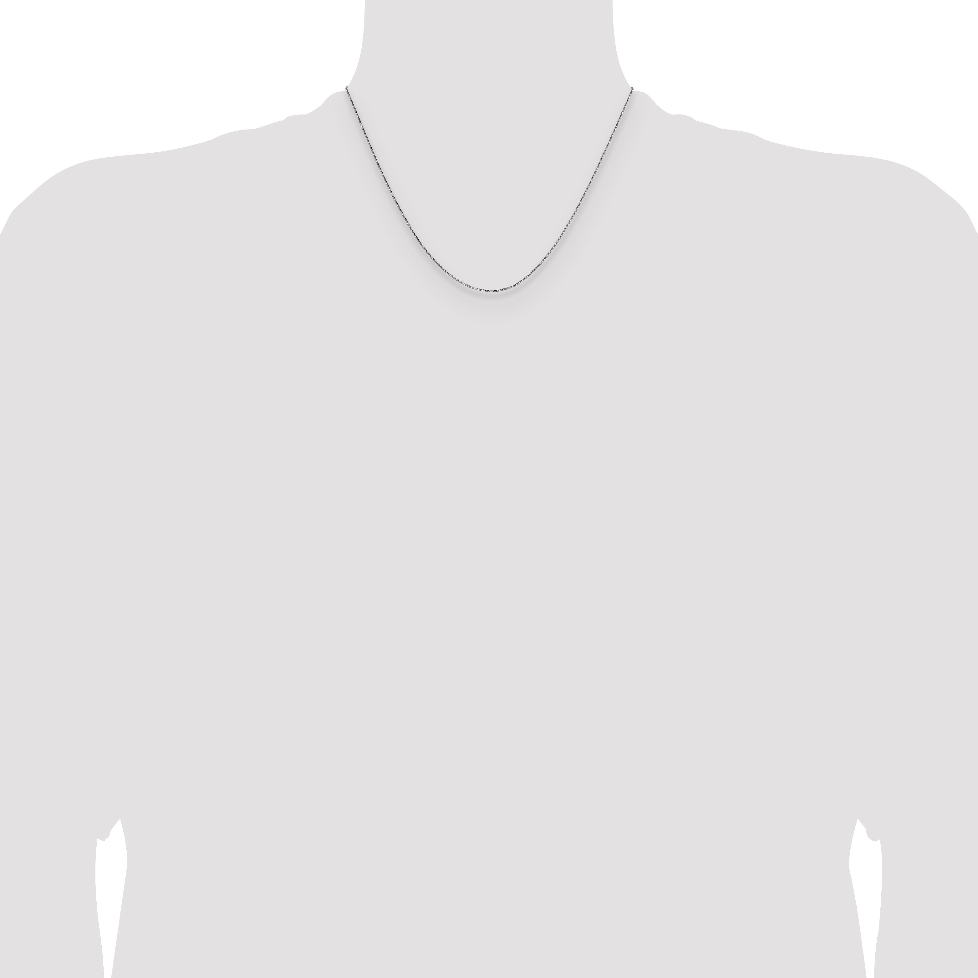 18 Inch 14K White Gold 1mm D/C Oval Link Chain Necklace