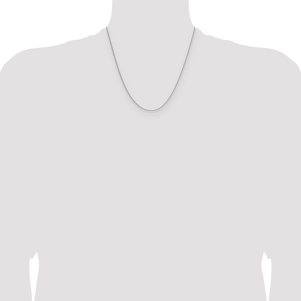 2 Inch 14K White Gold 1mm D/C Oval Link Chain Necklace