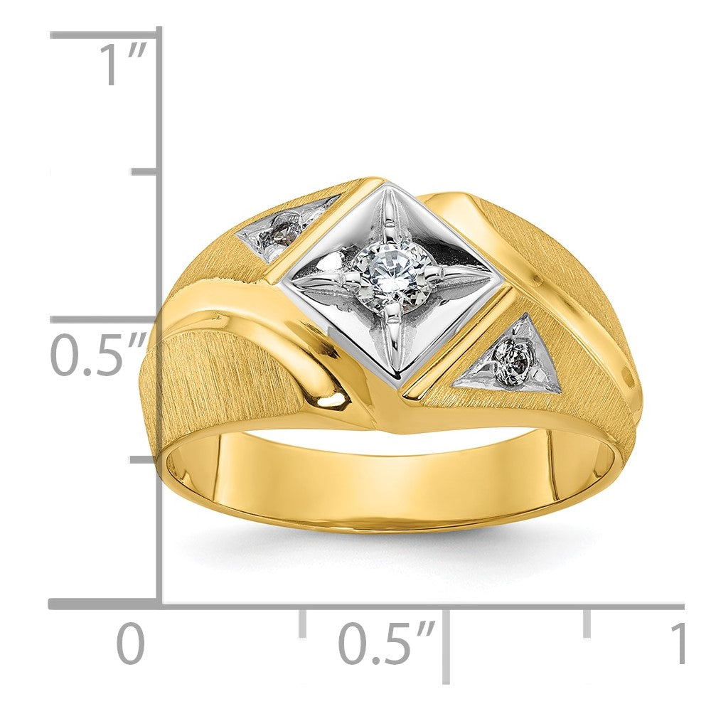 14k Two-Tone Men's Satin Lab Grown VS/SI FGH Dia Complete Ring
