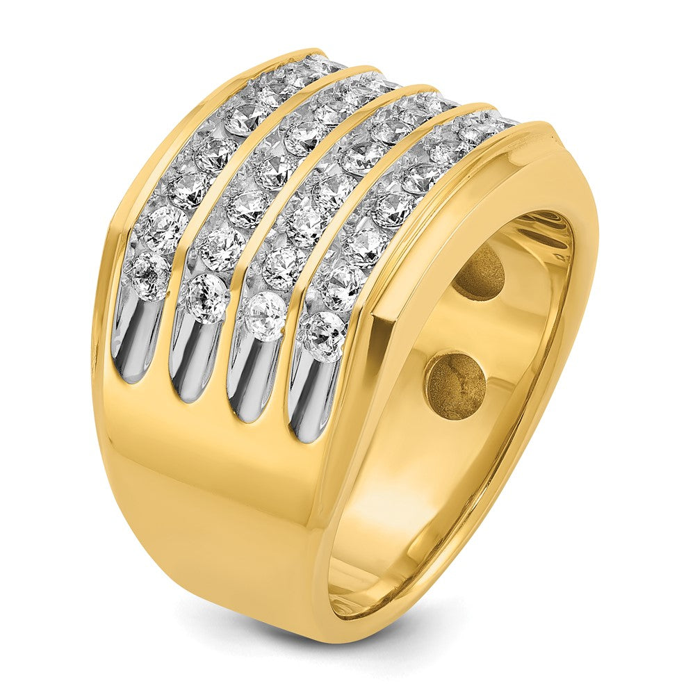 14k Yellow & Rhodium with White 1 5/8 Ct. Lab Grown Diamond VS/SI+ G+ Four Row Men's Ring