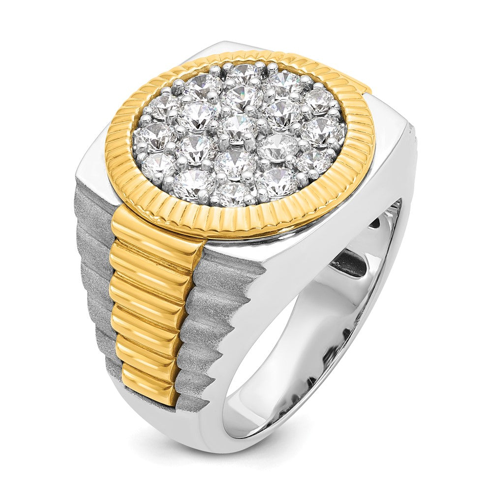 14k Two-Tone 2 Ct. Lab Grown Diamond VS/SI+ G+ Ribbed Men's Cluster Ring