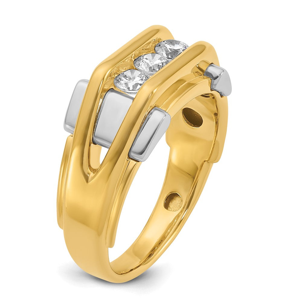 14k Two-tone Two Tone 1/2 Ct. Lab Grown Diamond VS/SI+ G+ Three Stone Men's Ring