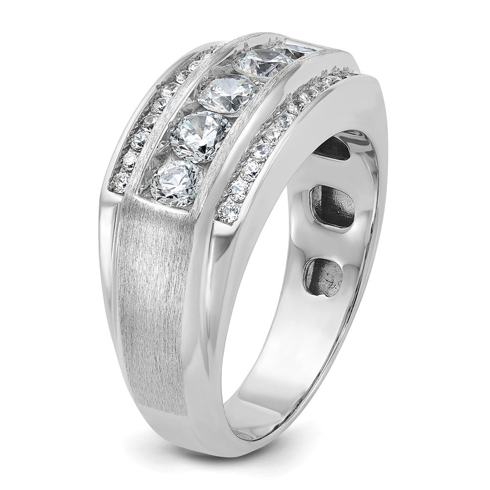 10k White Gold 1 7/8 Ct. Lab Grown Diamond VS/SI+ G+ Polished and Satin Three Row Men's Ring
