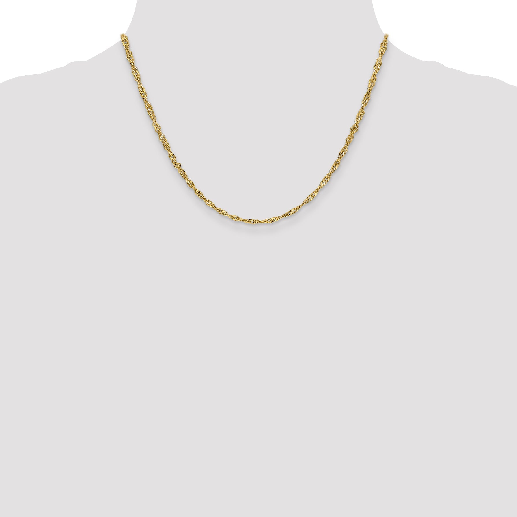 14K Yellow Gold 18 Inch 2.75mm Lightweight Singapore With Lobster Clasp Chain Necklace