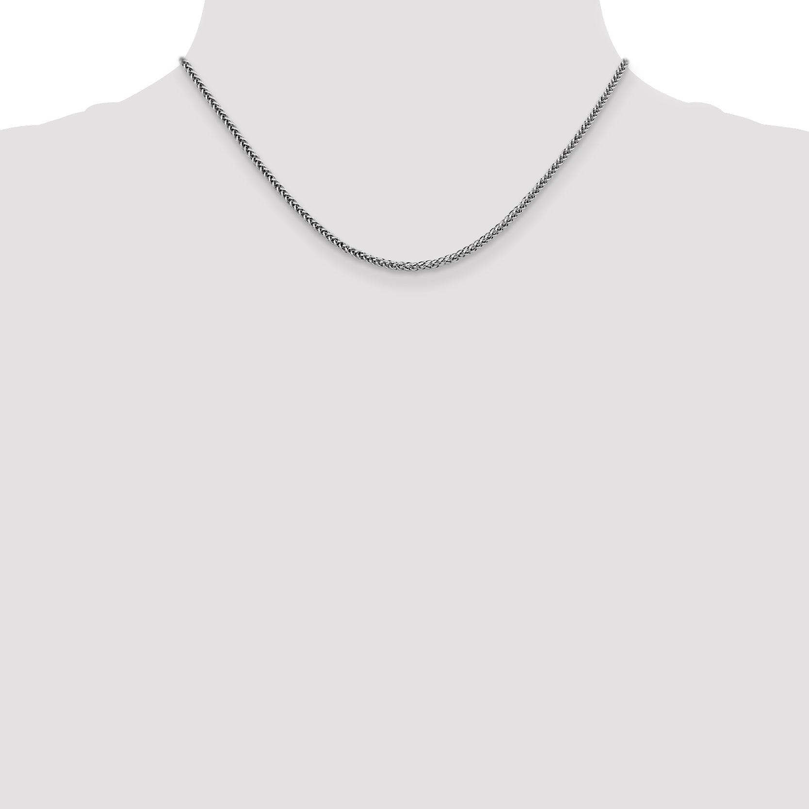 14K White Gold 16 Inch 2.35mm Semi-Solid 3-Wire Wheat With Lobster Clasp Chain Necklace