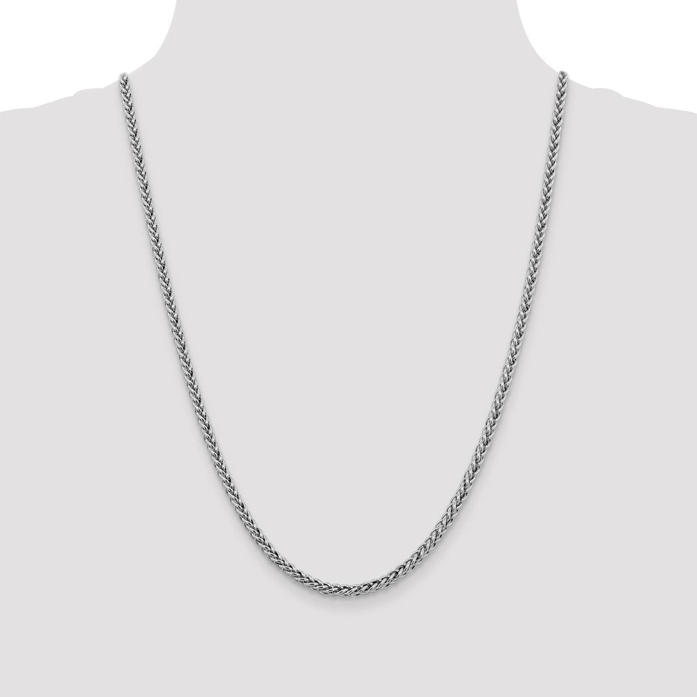 14K White Gold 24 Inch 4.3mm Semi-Solid 3-Wire Wheat With Lobster Clasp Chain Necklace