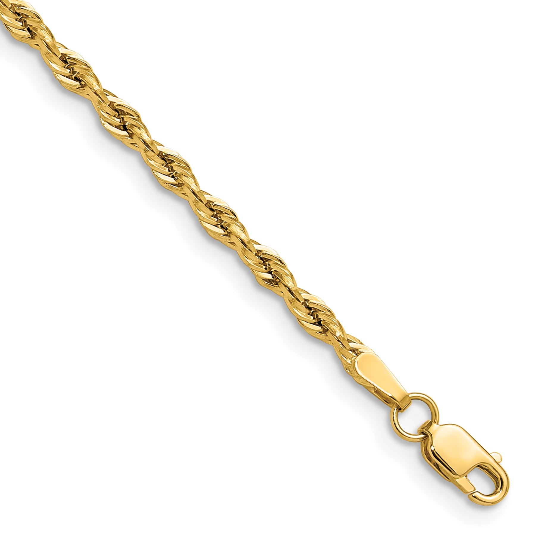 9 Inch 14Ky 2.5mm Semi-Solid Rope Chain Anklet