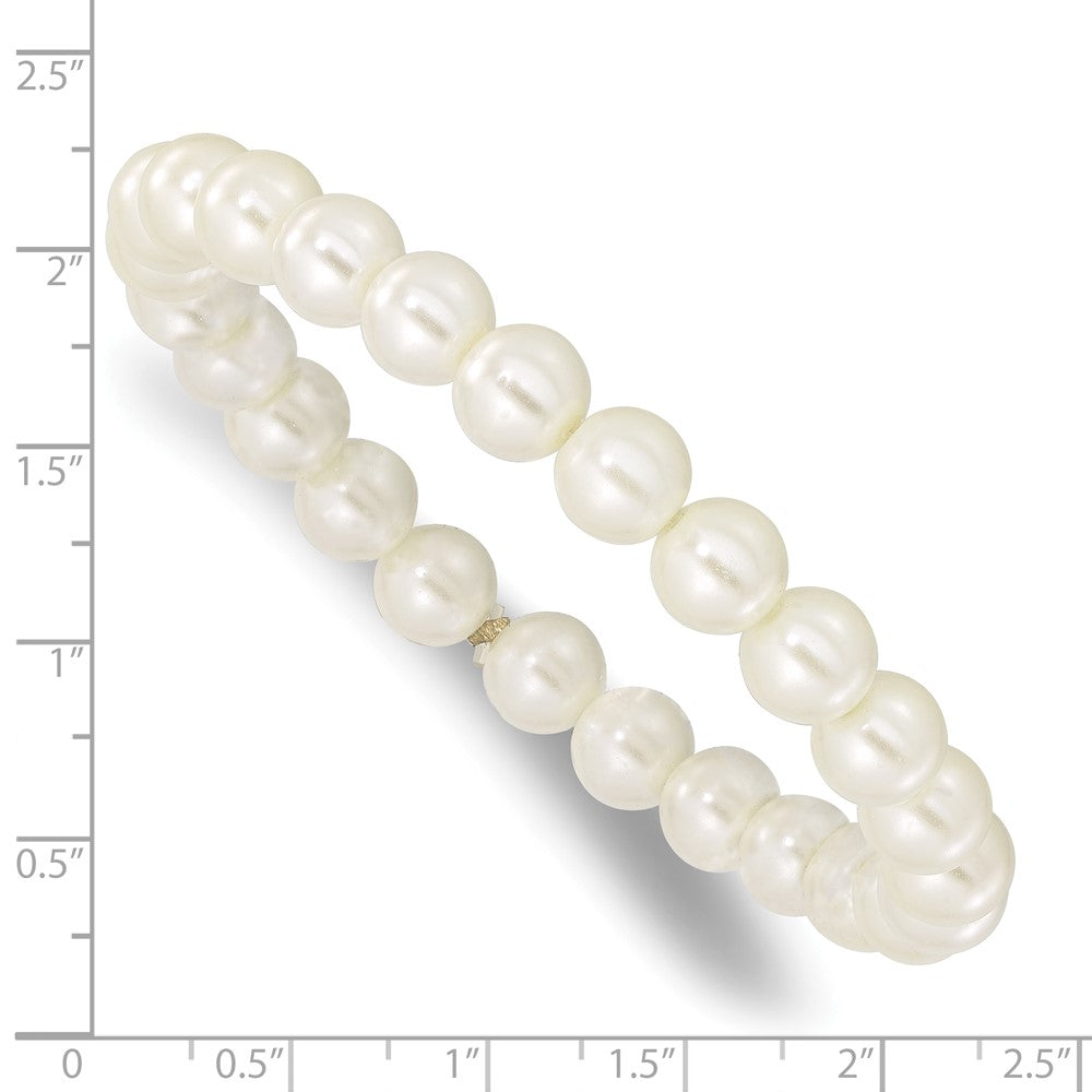 7 Inch 1928 Jewelry 8mm Ivory Imitation Pearl Stretch Bracelet