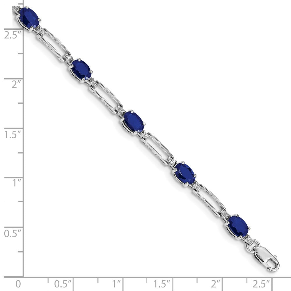 10K White Gold Diamond And Sapphire Bracelet