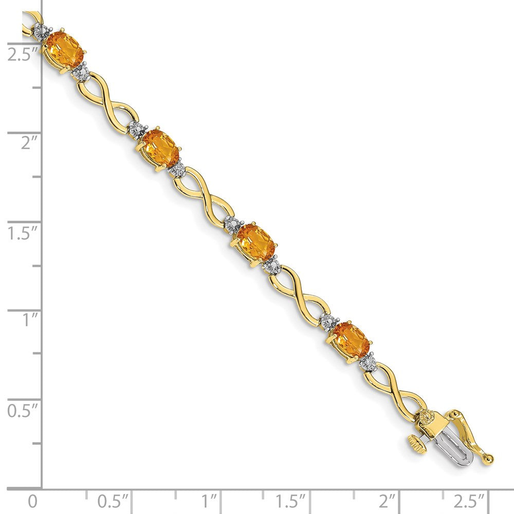 10K Yellow Gold Citrine Diamond Infinity Bracelet
