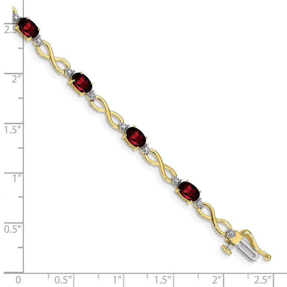 10K Yellow Gold Garnet And Diamond Infinity Bracelet
