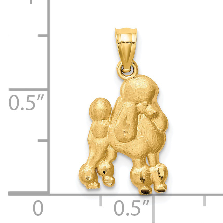 14K Yellow Gold Diamond-Cut Poodle Pendant