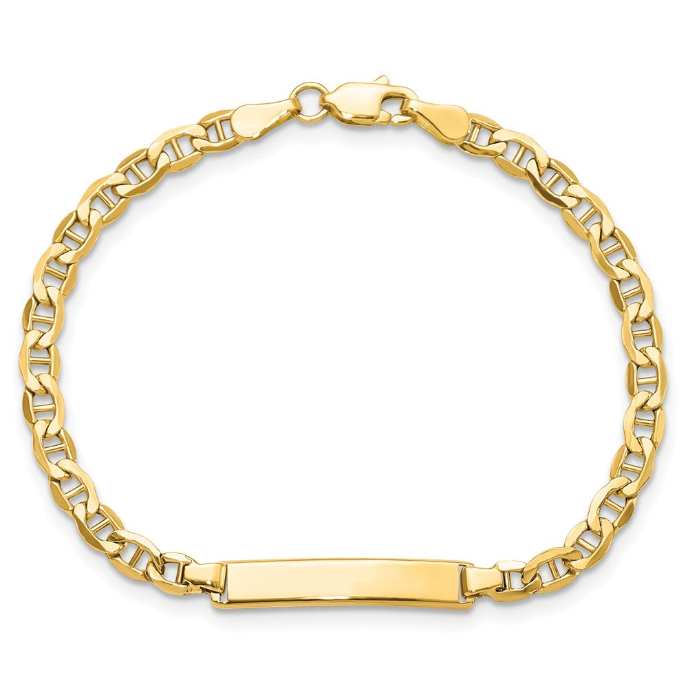 14K Yellow Gold Polished Semi Solid Chain/Solid Plate Anchor Link 23.3X4.5mm 6 Inch Baby/Child Id Bracelet