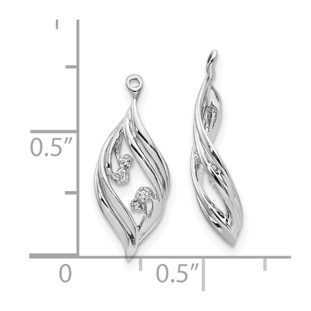 10K White Gold Fancy Twisted Diamond Earring Jackets