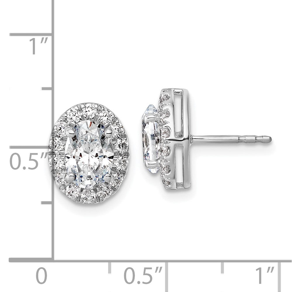 14k White Gold 2 1/5 Ct. Lab Grown Diamond VS/SI+ G+ Oval Halo Earrings