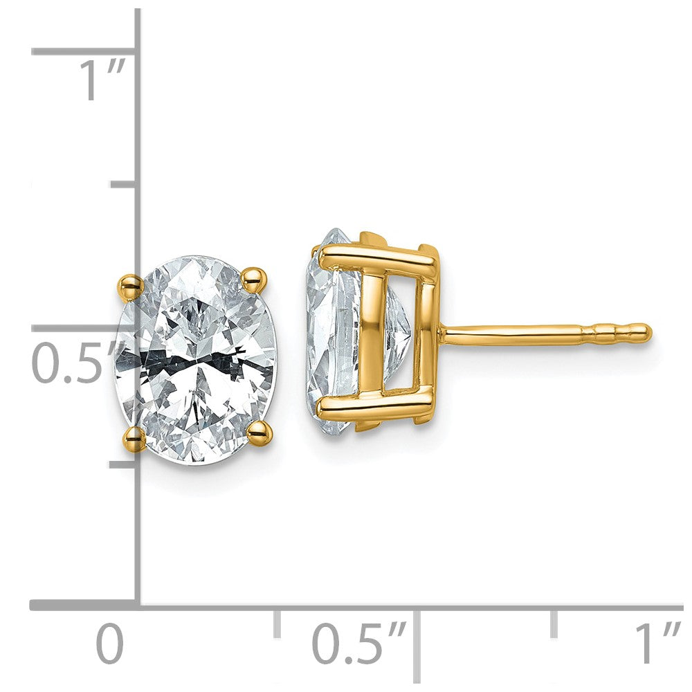 14K Yellow Gold 3 Ctw Lab Grown Diamond Vs+ F+ Oval 4 Prong Heavy Wt. Stud Earrings