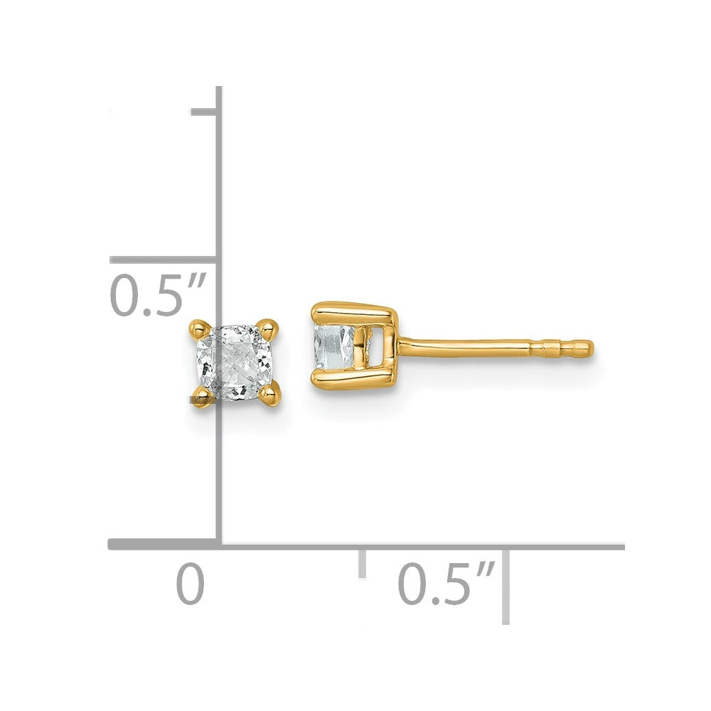 14K Yellow Gold 1/2 Ctw Lab Grown Diamond Vs+ F+ Cushion 4 Prong Heavy Wt. Stud Earrings