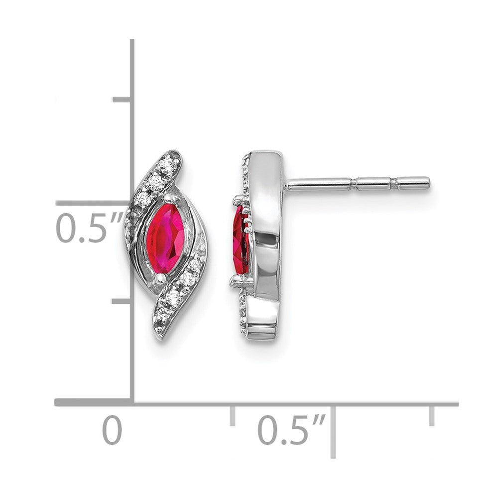 10K White Gold Diamond And Ruby Earrings