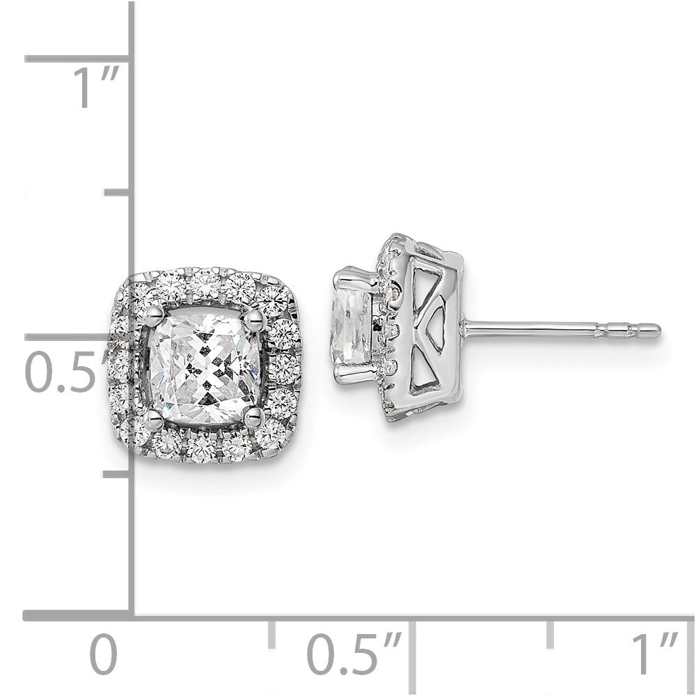 14k White Gold 3/8 Ct. Lab Grown Diamond VS/SI+ G+ April Birthstone White Sapphire Halo Post Earrings