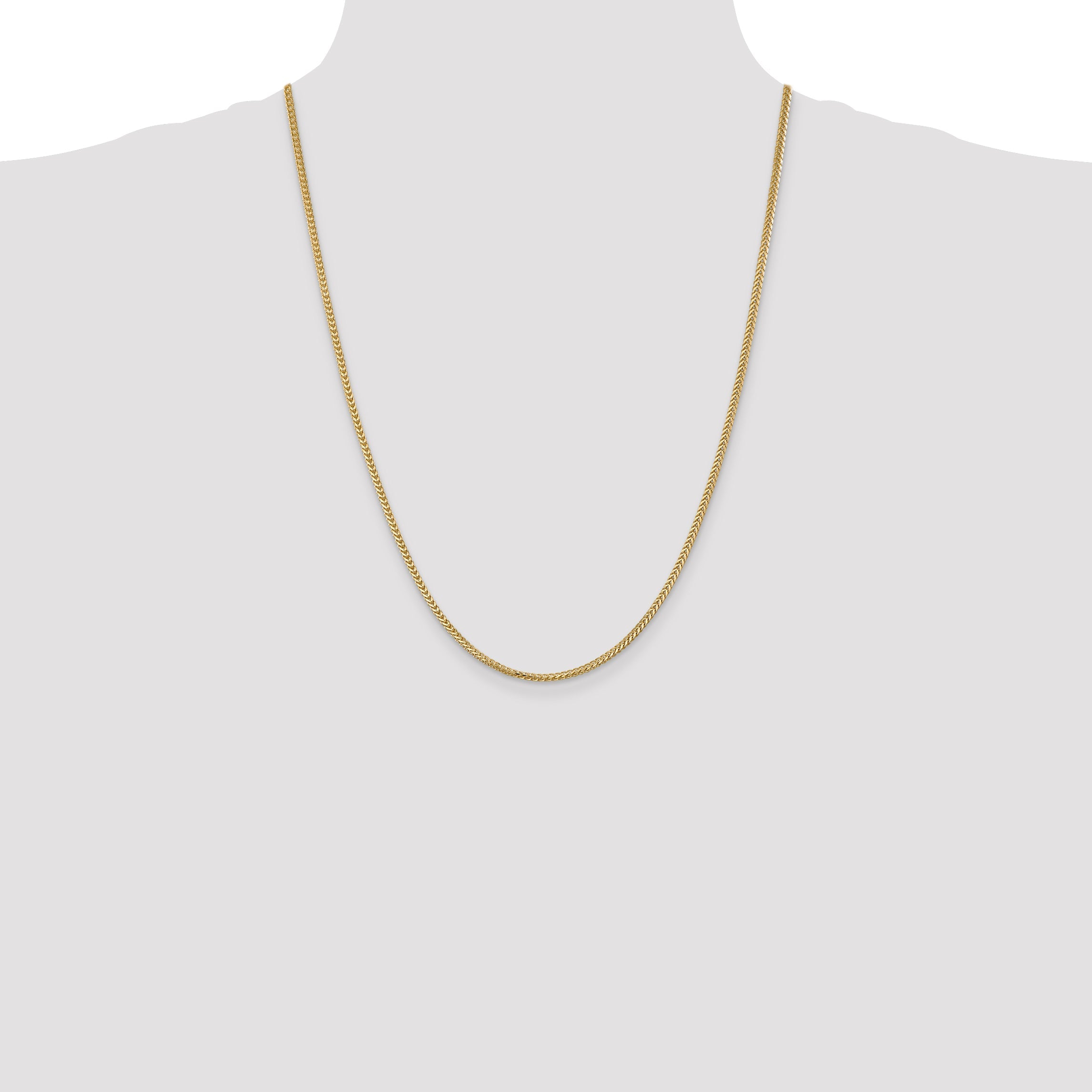 14K Yellow Gold 24 Inch 2mm Franco With Lobster Clasp Chain Necklace