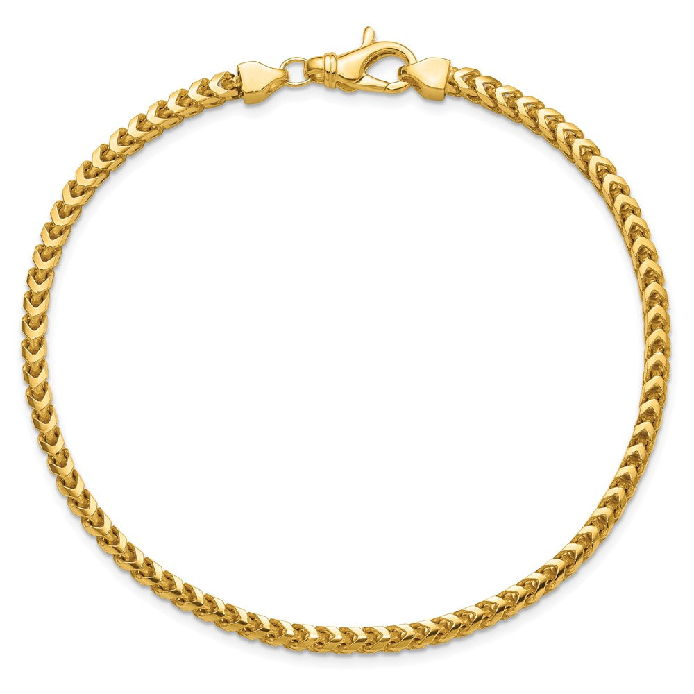14K Yellow Gold 9 Inch 3mm Franco With Fancy Lobster Clasp Chain Bracelet