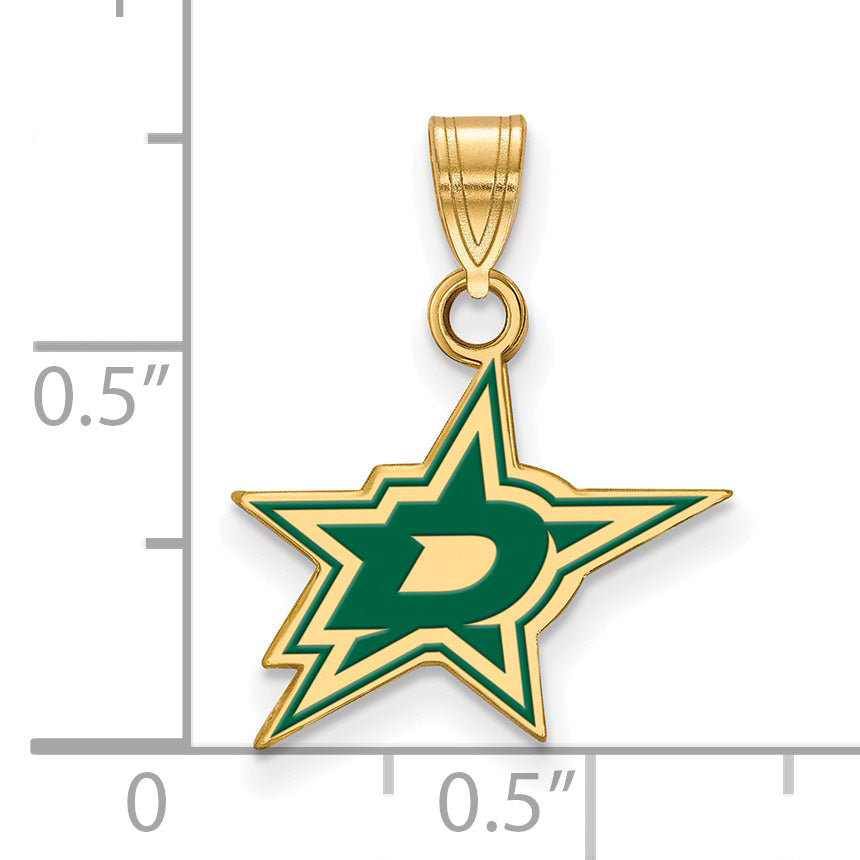 Gold Plated Sterling Silver Nhl Logoart Dallas Stars Small Enameled Pendant