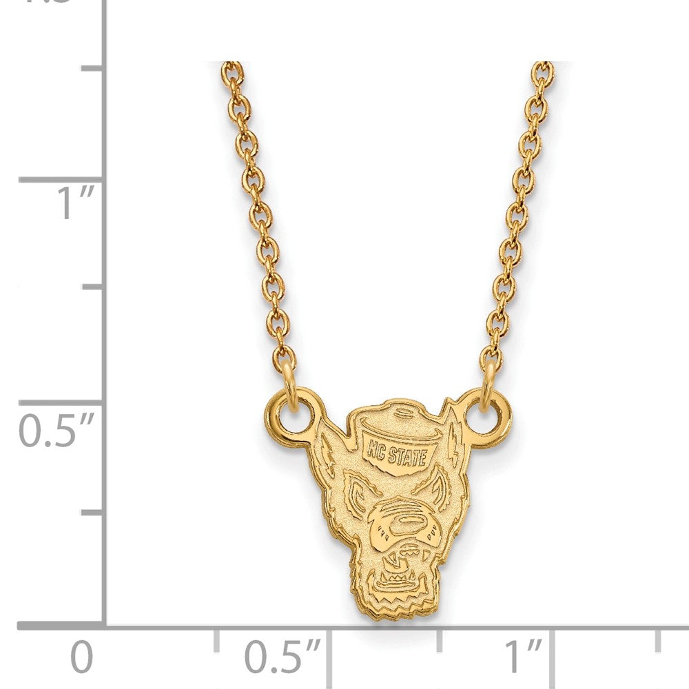 10K Yellow Gold Logoart North Carolina State University Wolf Small Pendant 18 Inch Necklace
