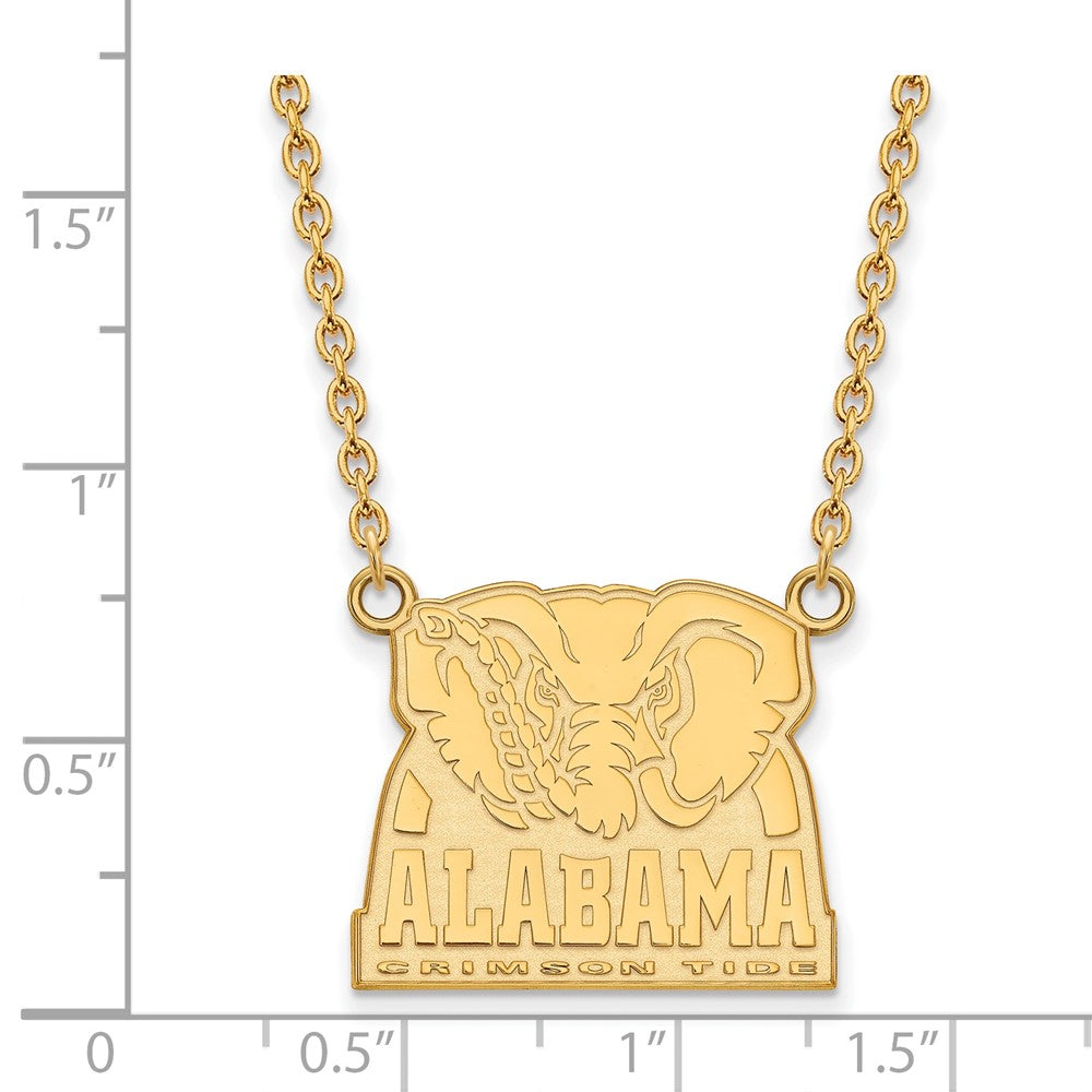 10K Yellow Gold Logoart University Of Alabama Elephant Large Pendant 18 Inch Necklace