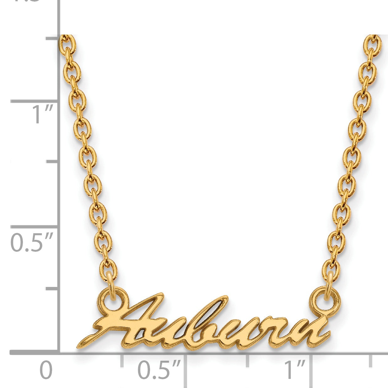 Gold Plated Sterling Silver Logoart Auburn University Medium Script Pendant 18 Inch Necklace