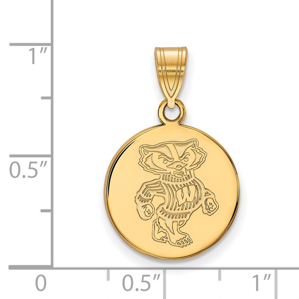 10K Yellow Gold Logoart University Of Wisconsin Badger Medium Disc Pendant