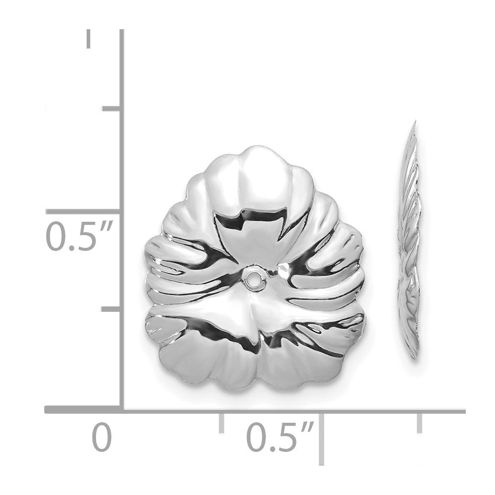 14K White Gold Floral Earring Jackets