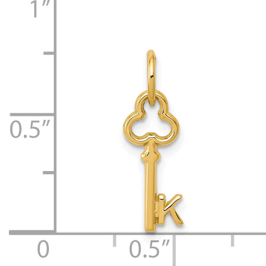 14K Yellow Gold Key Letter K Initial Charm