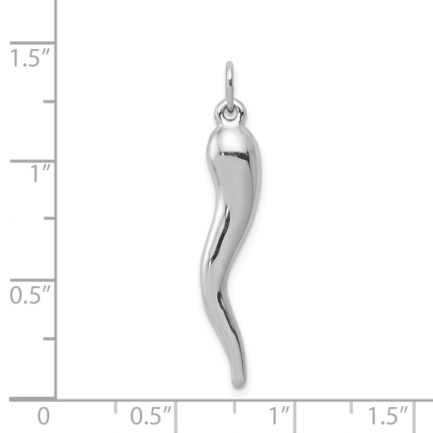 14K White Gold 3D Italian Horn Charm