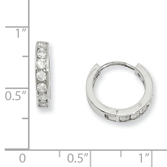 Fashion Kelly Waters Rhodium Plated Channel Set Clear Cz Huggie Earrings