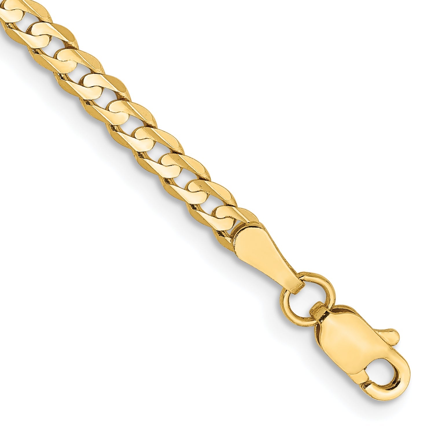 9 Inch 14K 3mm Open Concave Curb Chain Anklet
