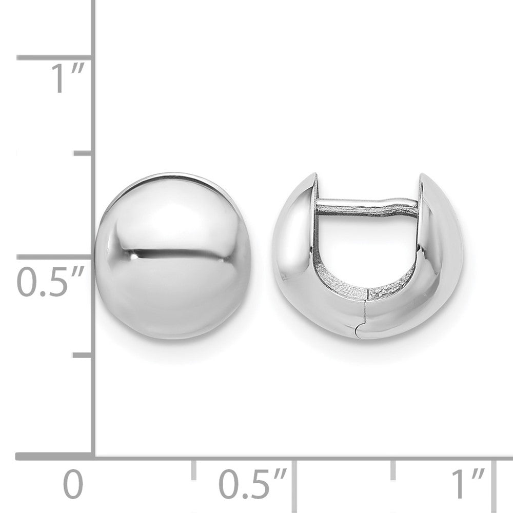 14K White Gold Polished Round Huggie Earrings
