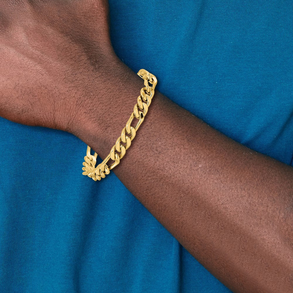 14K Yellow Gold Polished Figaro Link Men'S Bracelet