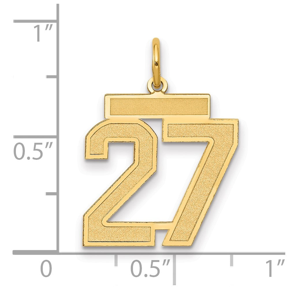 14K Yellow Gold Medium Satin Number 27 Charm