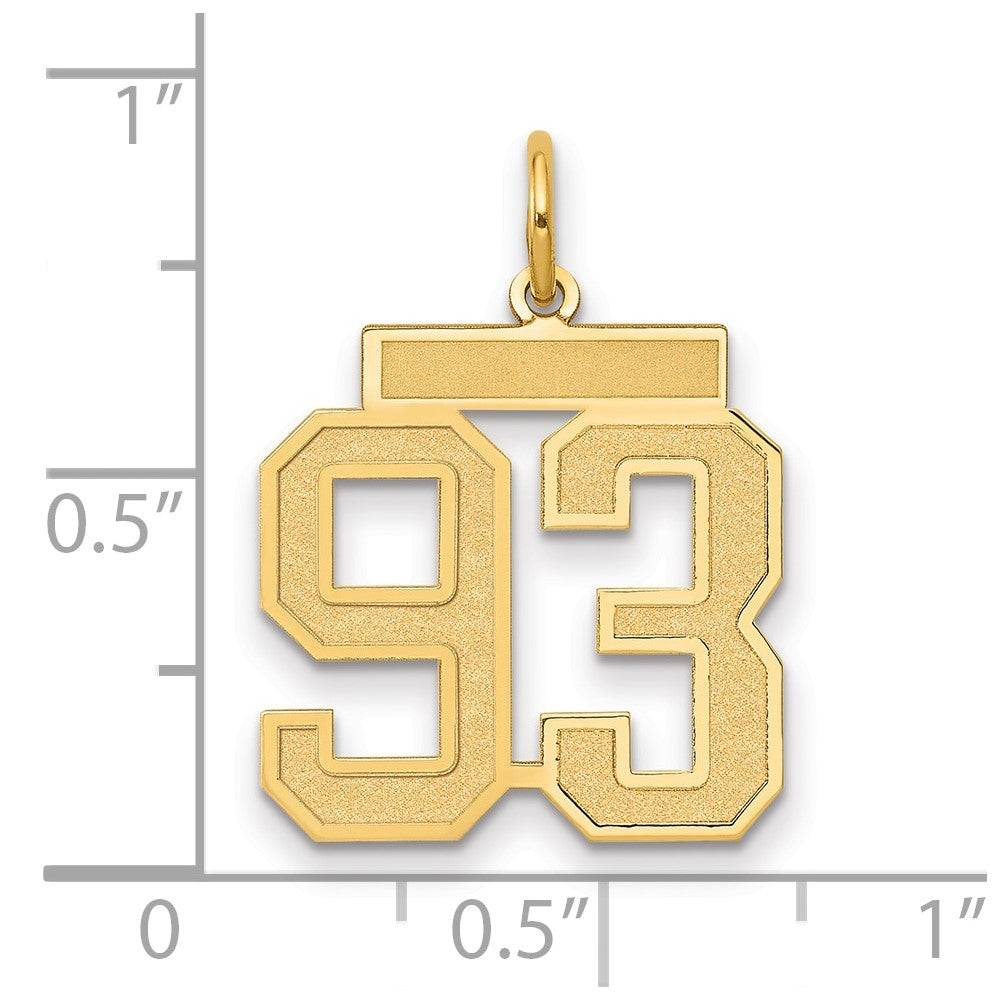 14K Yellow Gold Medium Satin Number 93 Charm