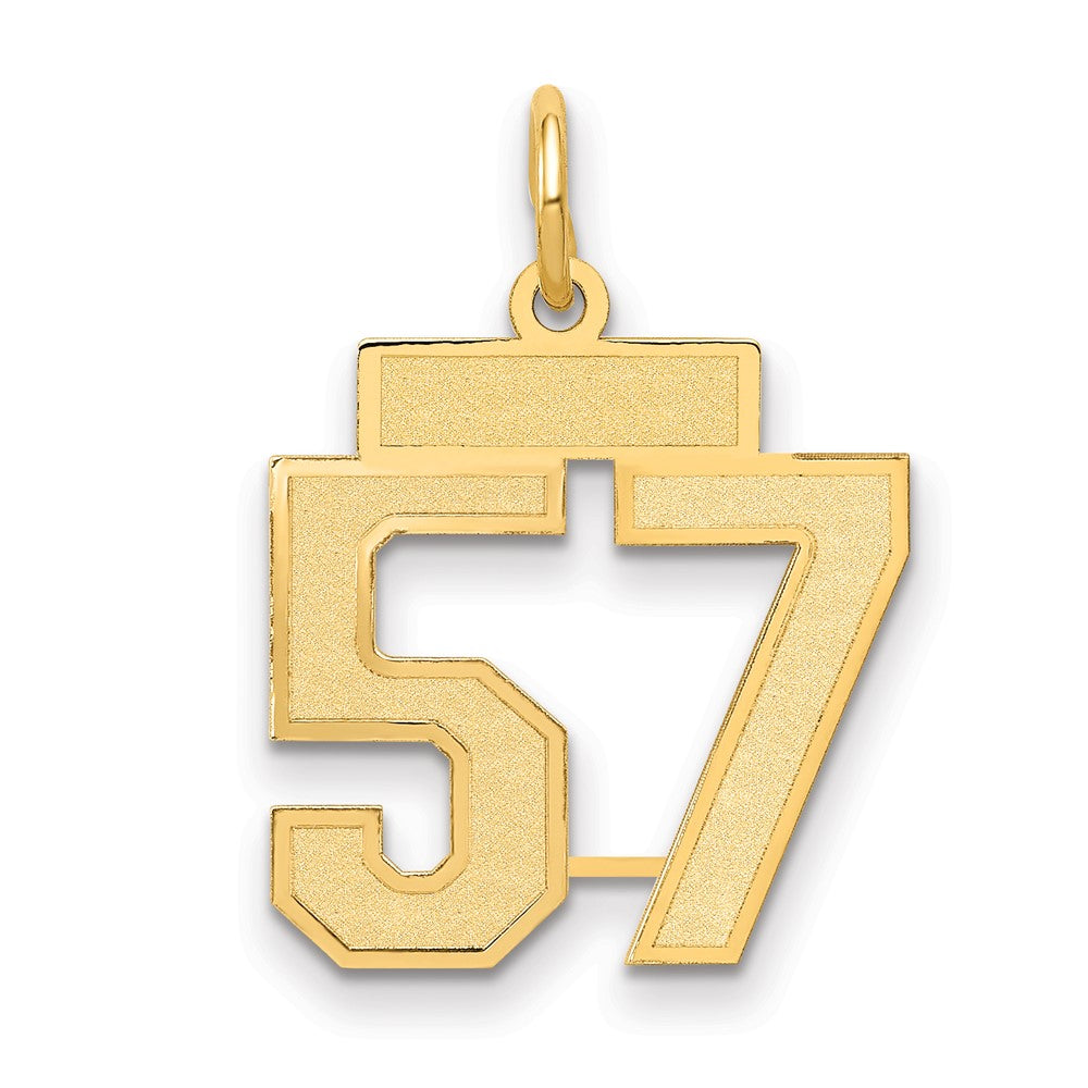 14K Yellow Gold Small Satin Number 57 Charm