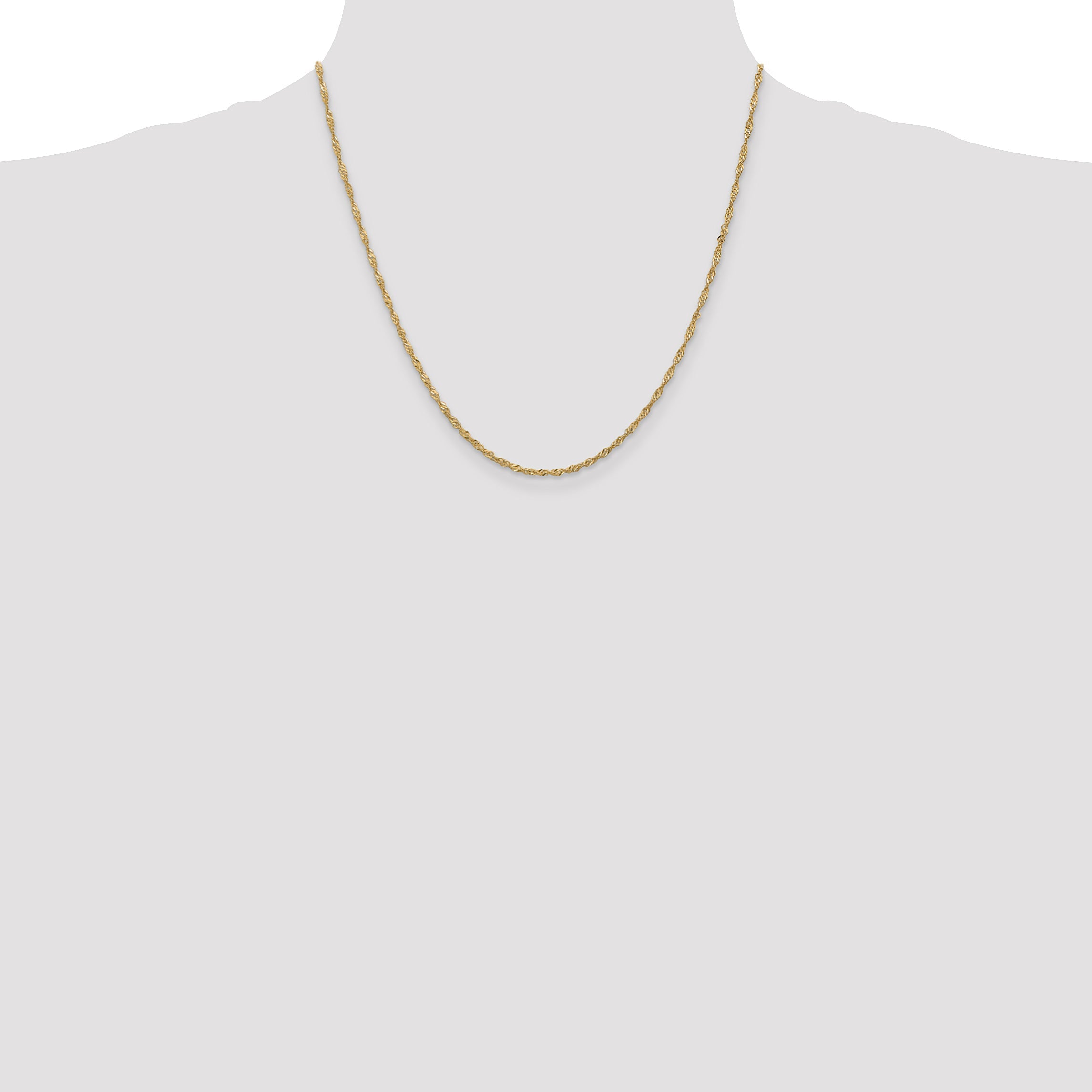 14K Yellow Gold 20 Inch 1.70mm Singapore With Lobster Clasp Chain Necklace