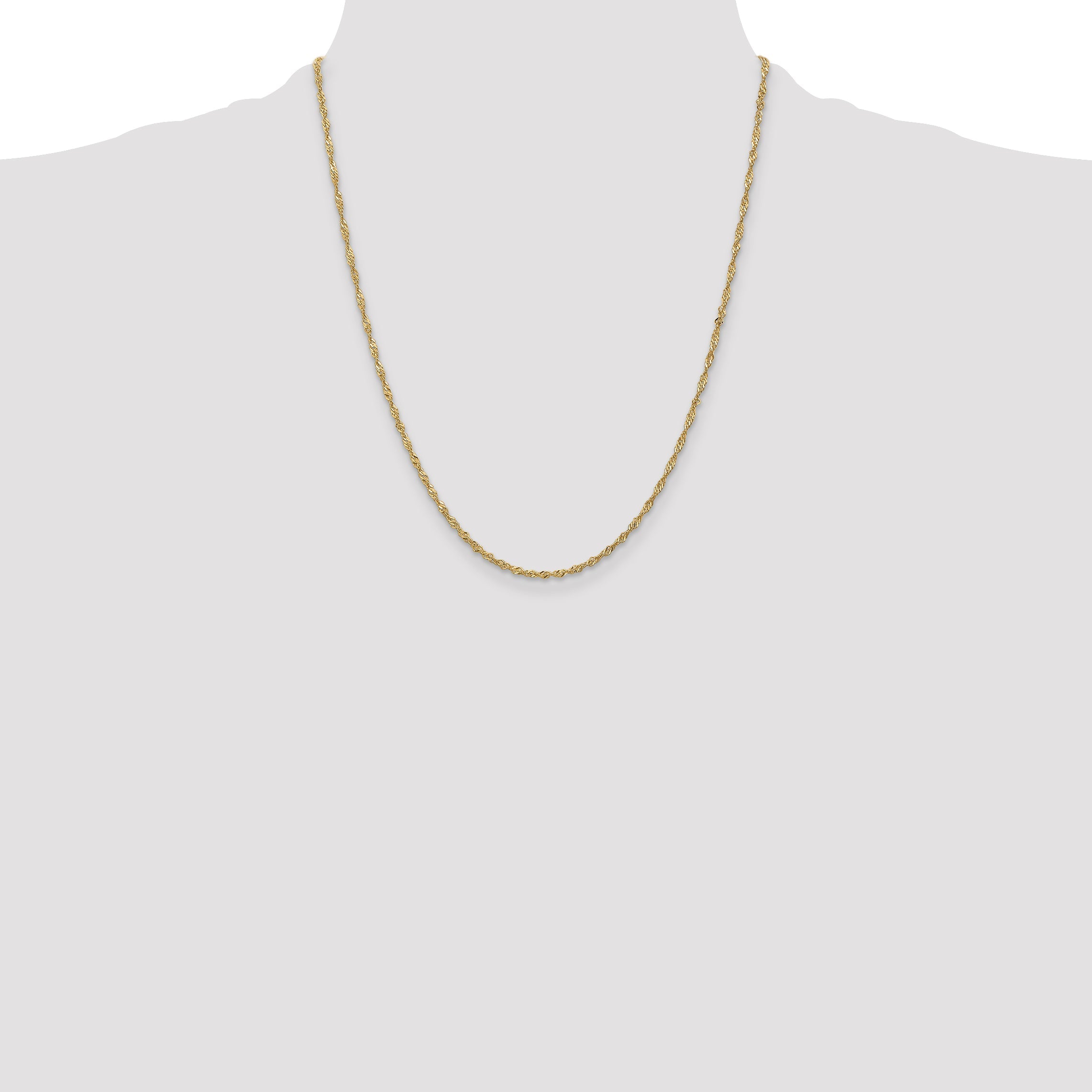 14K Yellow Gold 22 Inch 1.70mm Singapore With Lobster Clasp Chain Necklace