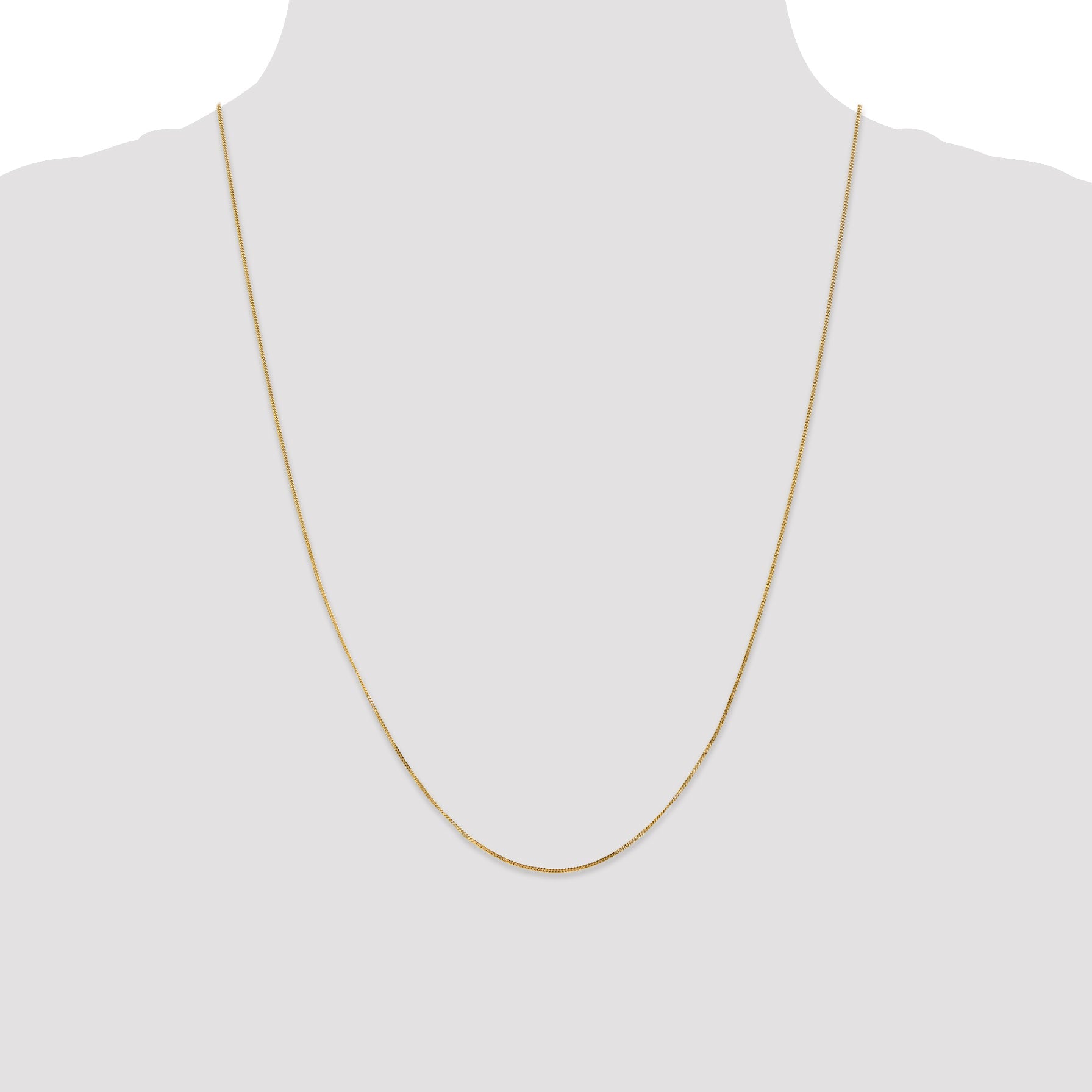 14K Yellow Gold 24 Inch .9mm Curb With Spring Ring Clasp Pendant Chain Necklace