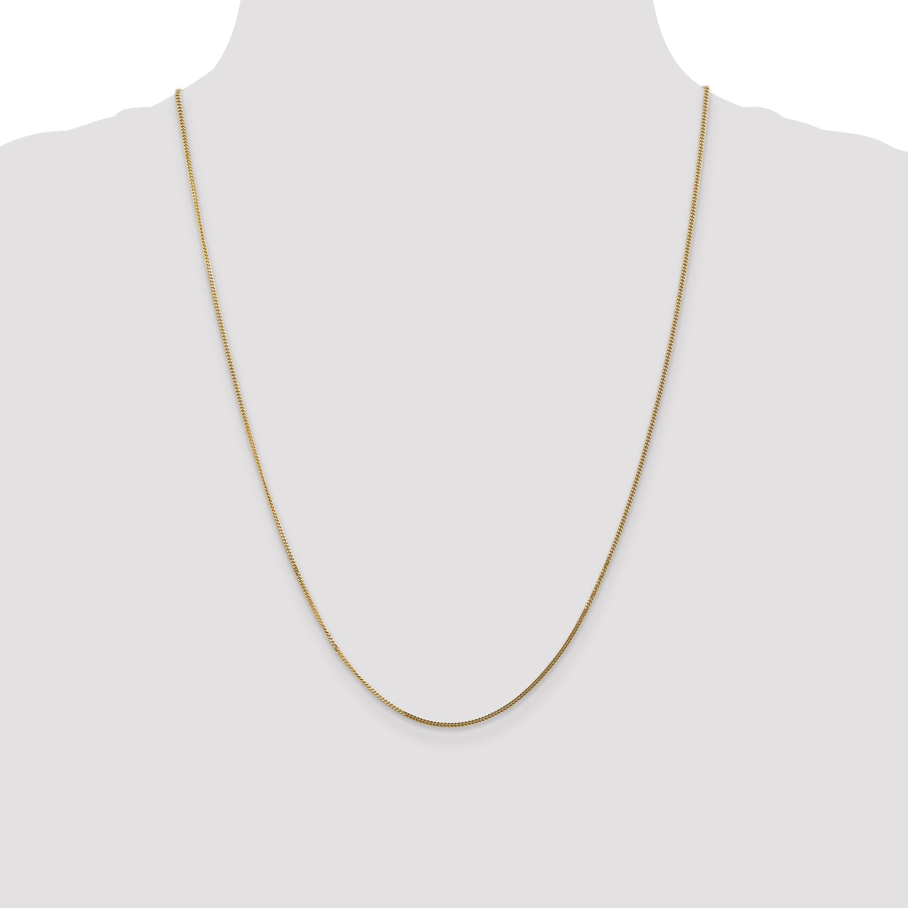 14K Yellow Gold 24 Inch 1.4mm Curb With Spring Ring Clasp Pendant Chain Necklace