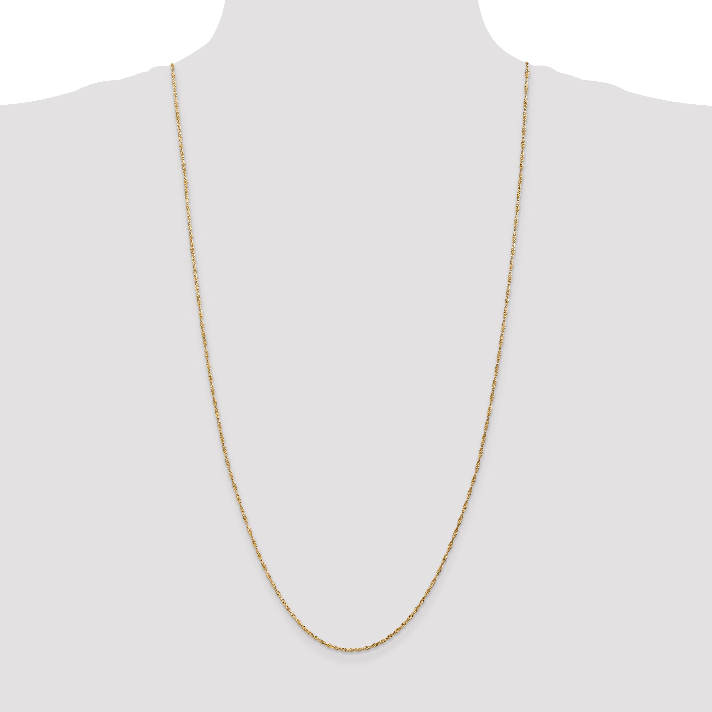 14K Yellow Gold 30 Inch 1.40mm Singapore With Spring Ring Clasp Chain Necklace